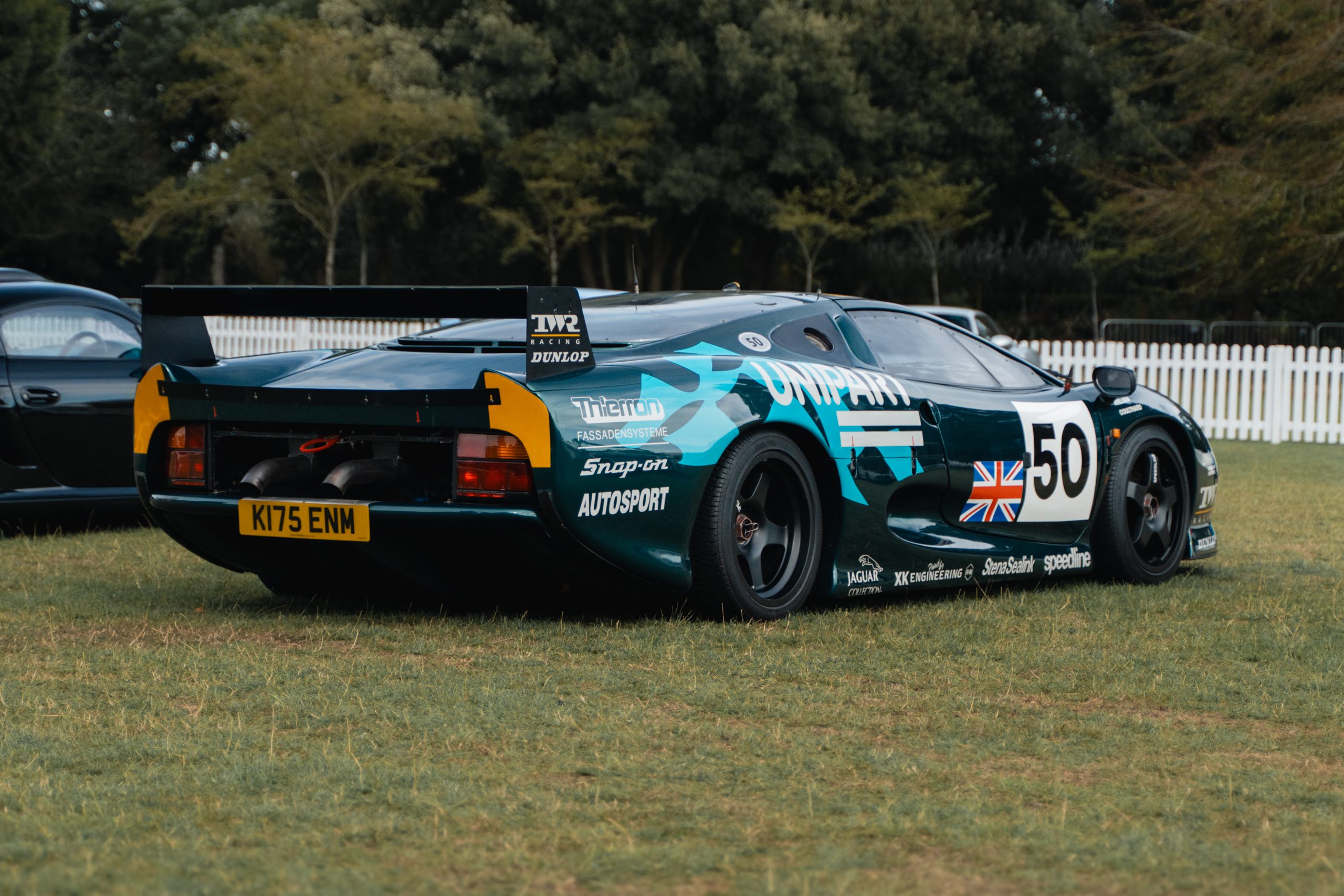 Rear of Road registered Jaguar XJ220C-LM at Salon Prive Blenheim 2026 - Furlonger